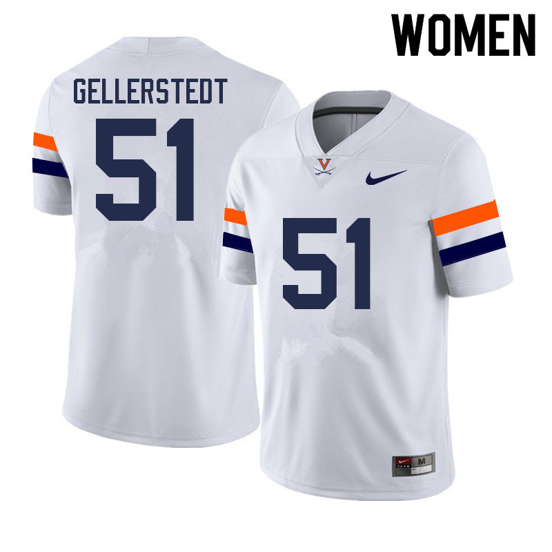 Women #51 Alex Gellerstedt Virginia Cavaliers College Football Jerseys Sale-White